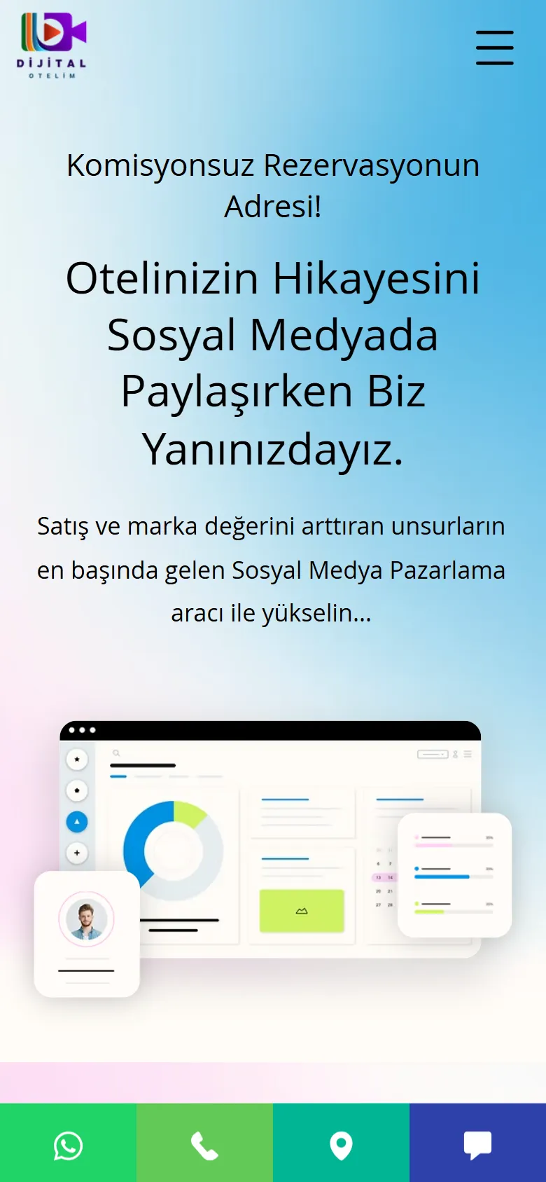 Dijital Otelim sitesinin telefondaki görünümü