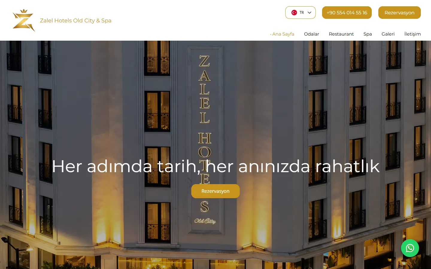 Zalel Hotel Old City & Spa sitesinin bilgisayardaki ana sayfası